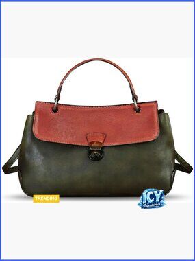 Genuine Leather Satchel Handbag with Adjustable Strap